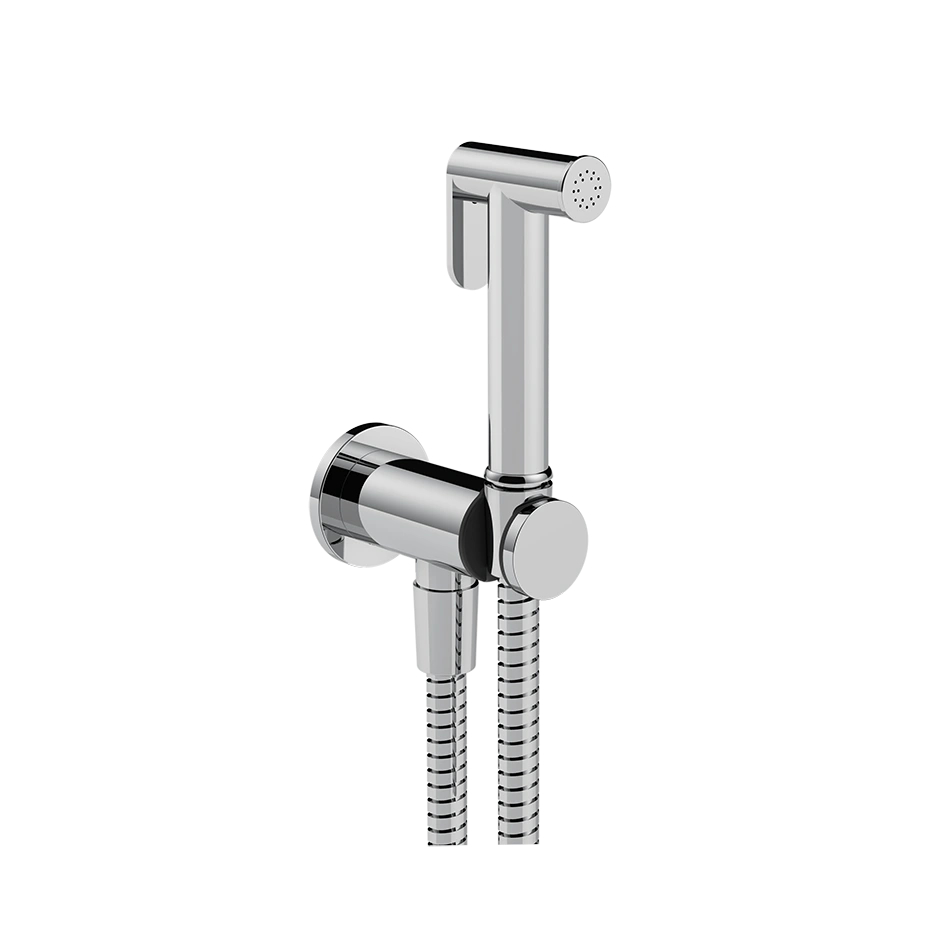 Gessi 316 Hygiene-Shut-Off-Handbrause mit Wandschlussbogen und Brausehalter zur Wandmontage, 1/2 Anschluss, weiß matt - 14331279