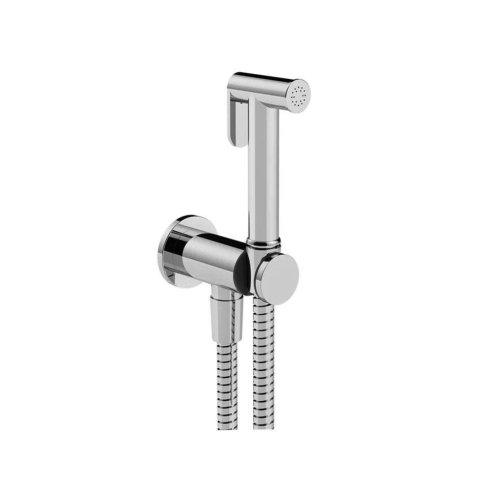 Gessi 316 Hygiene-Shut-Off-Handbrause mit Wandschlussbogen und Brausehalter zur Wandmontage, 1/2 Anschluss, chrom - 14331031