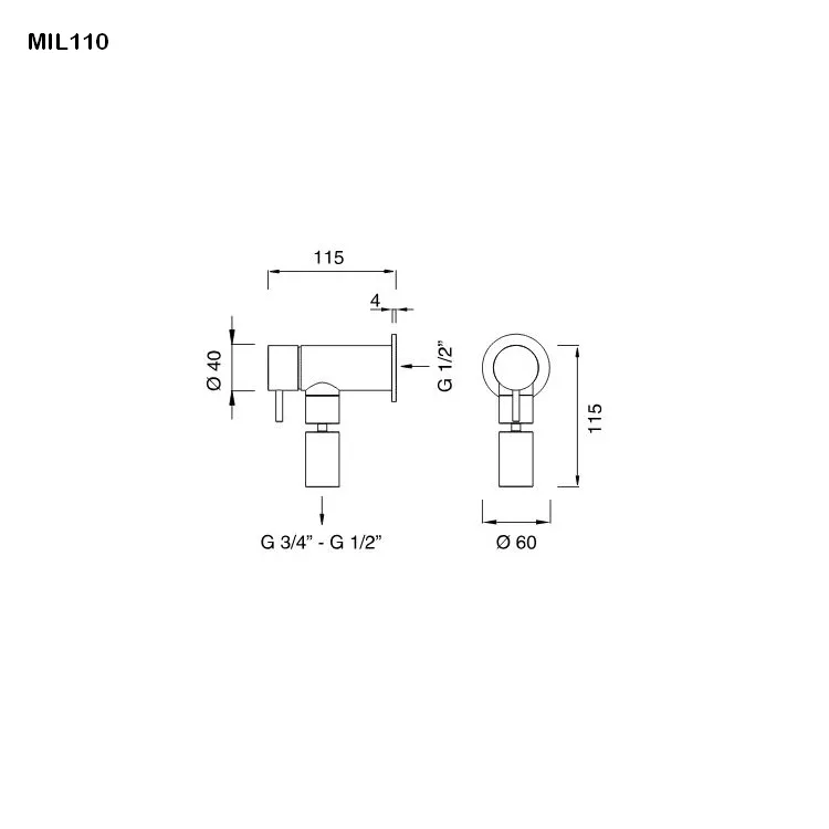 cea MIL 110 Wand-Kaltwasserventil, edelstahl satiniert-MIL110S