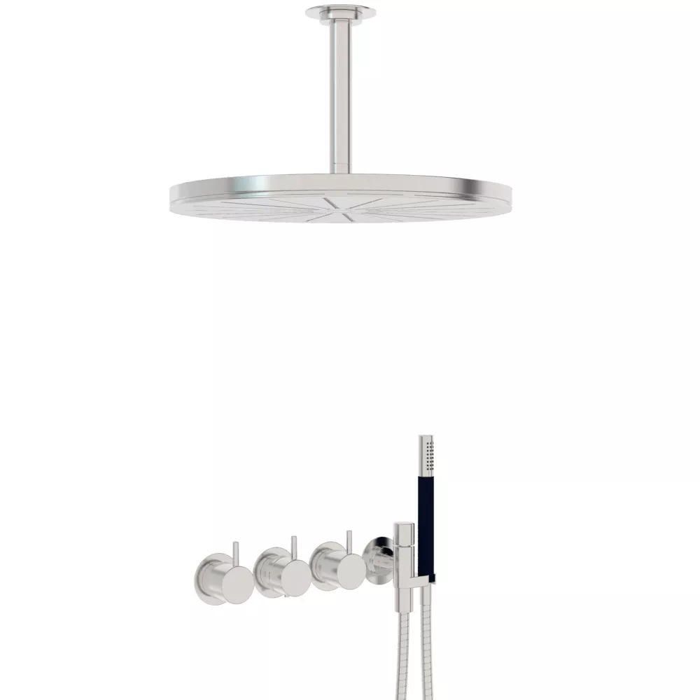 vola 5471R-061A Unterputz-Brause-Thermostat mit 2-Wege-Umstellung und Decken-Regenbrause 060A, Hebel:25mm, chrom-5471R-061A-16