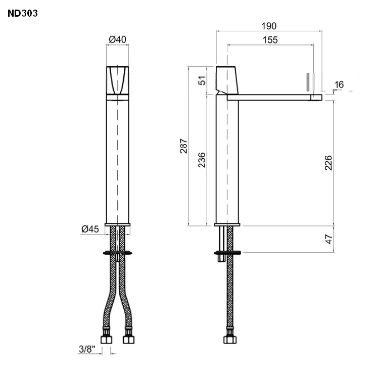 antoniolupi INDIGO ND 303 Stand-Waschtisch-Eingriffmischer-ND303LU-P