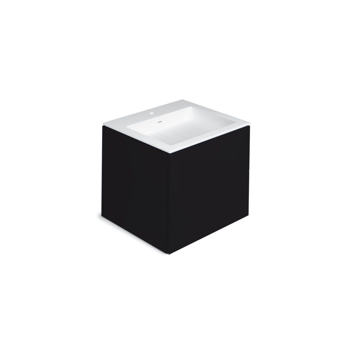 cosmic Block Schrank 2 Schubladen mit Waschbecken matt schwarz matt gehäuse schubladenfront schwarz matt Becken ohne Hahnloch 60 5x50x52cm-779121053108108