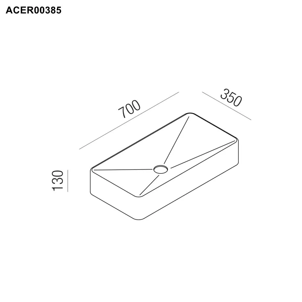 Agape RASO rechteckiges Aufsatzbecken aus Solid Surface, Breite: 70cm, Tiefe: 35cm, Höhe: 13cm, inklusive Ablaufgarnitur, weiß matt - ACER0385ZZ