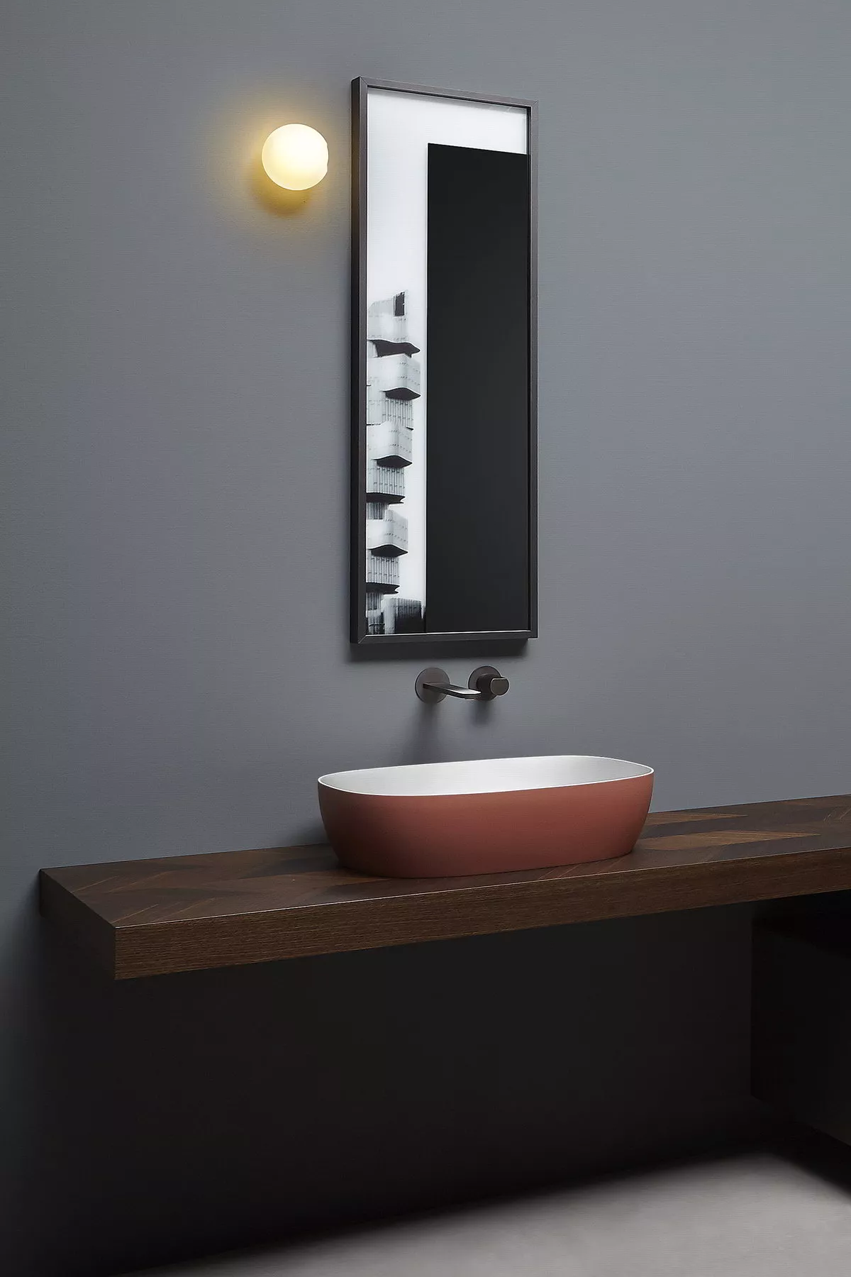 antoniolupi SENSO rechteckiges Aufsatzbecken aus Flumood®, 60x40cm, innen weiß matt, Ablaufgarnitur weiß matt, außen lackiert nach antoniolupi Farbkarte - SENSO-5-DIV