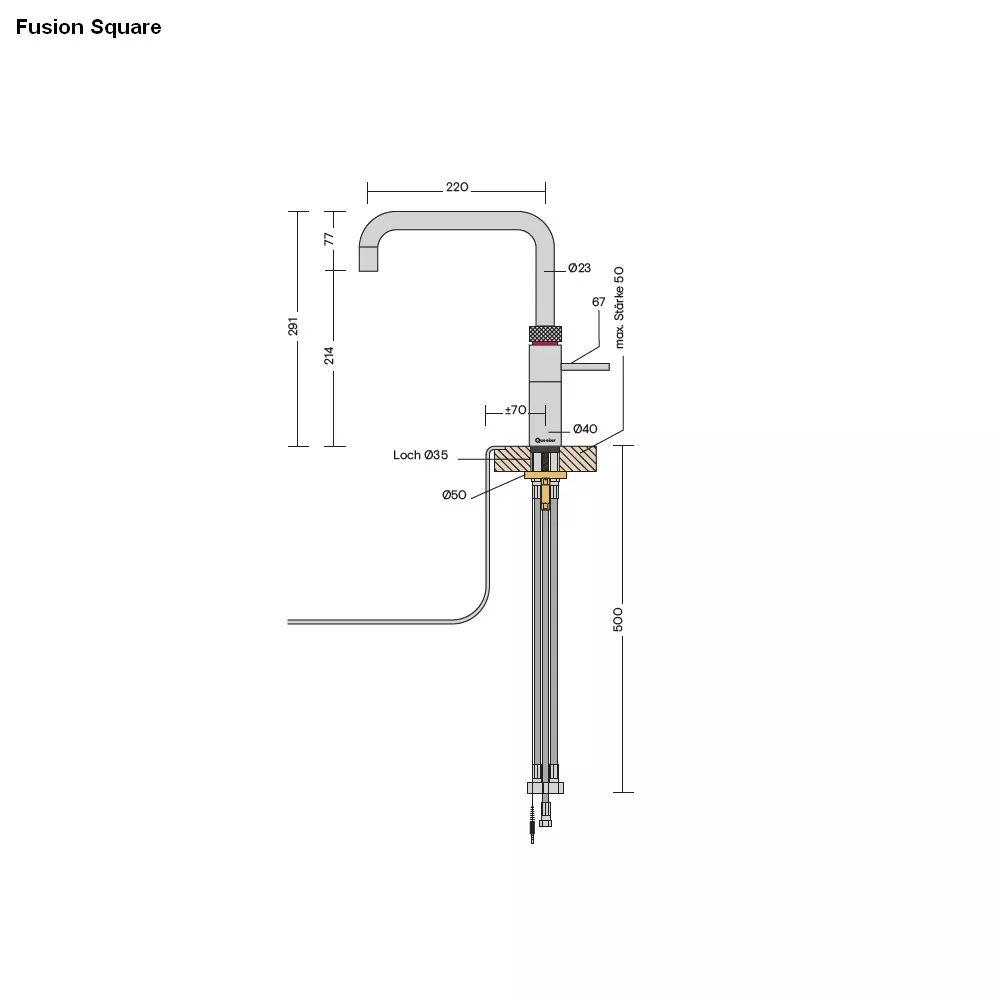 Quooker Fusion Square Kochendwasserspender für Warmwasseranschluss-3FSCHR
