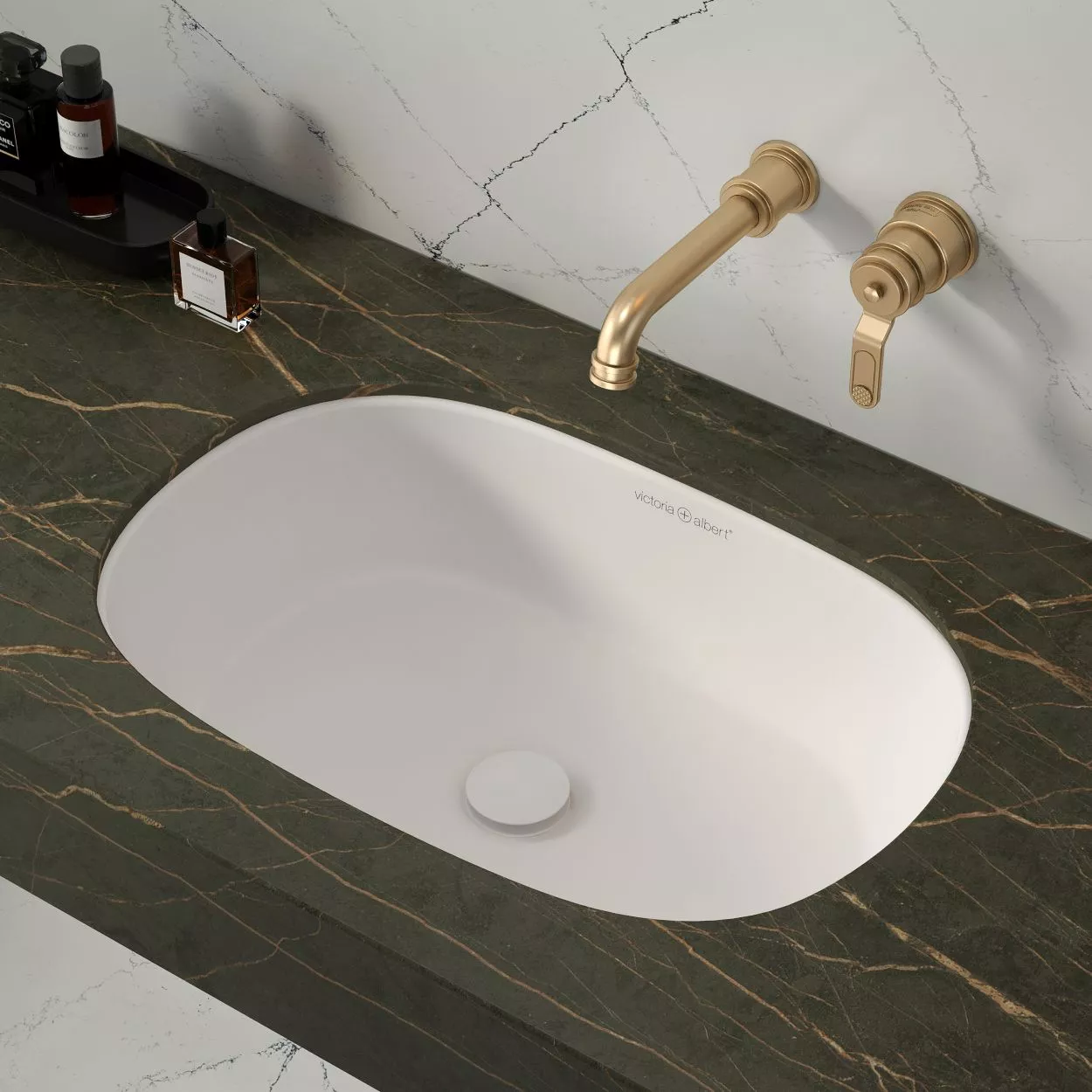 victoria + albert BARCELONA ovales Einbaubecken mit Überlauf, 56,9x37,6x17,1cm-UB-BAR-56-IO