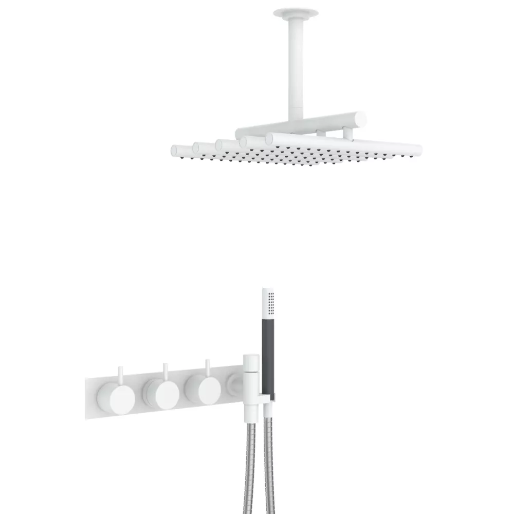 vola 5474R-051A Unterputz-Brause-Thermostat, Decken-Regenbrause 050A, Hebel:25mm, weiß matt-5474R-051A-28
