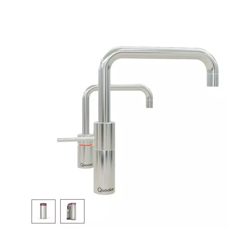 Quooker Nordic Square Twintaps Mischbatterie und Kalt- und Kochendwasserspender für Kaltwasseranschluss-22NSCHRTTCUBE