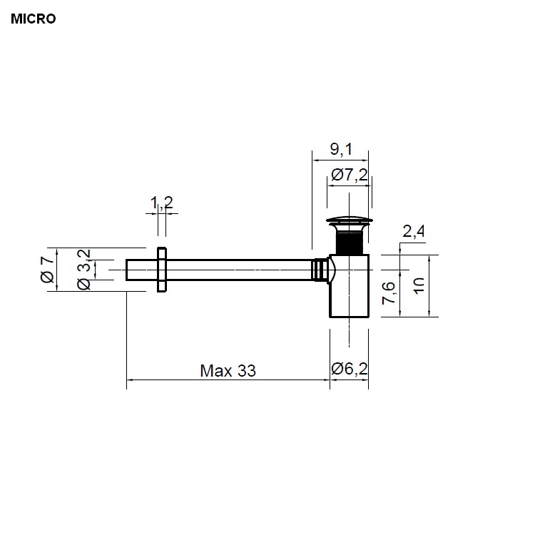 antoniolupi MICRO extraflacher nicht verstellbarer Siphon, chrom-MICROLU