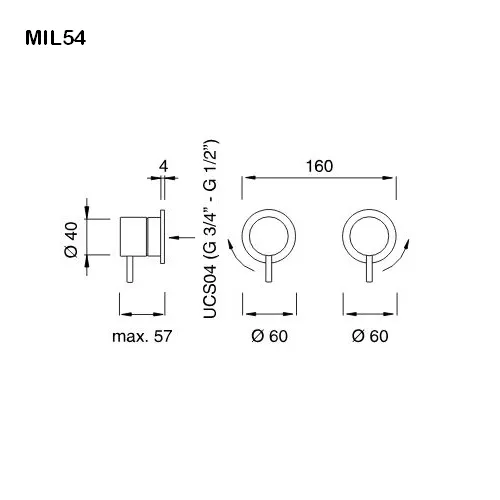 cea MIL 54 Wand-Zweigriffmischer, high water flow, edelstahl satiniert-MIL54S