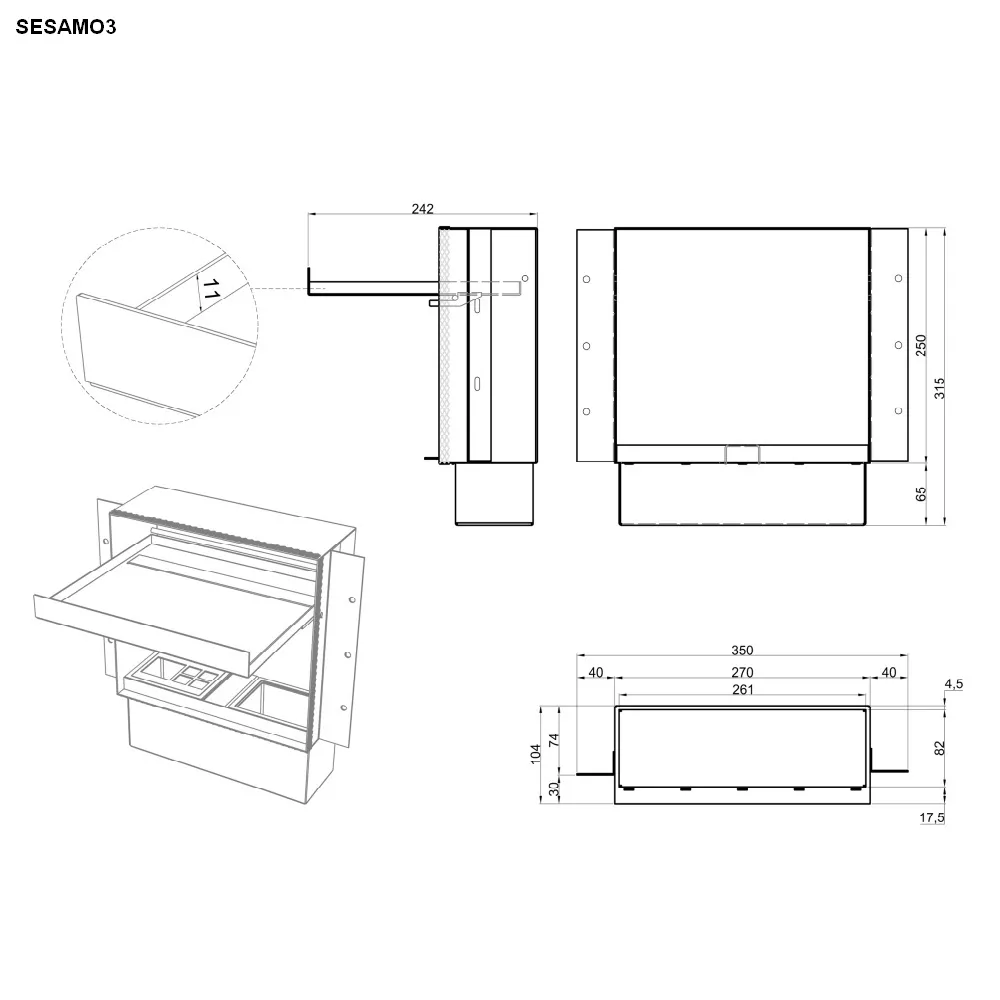 antoniolupi SESAMO 3 doppelter Halter für Seifenspender oder Becher aluminium finish-SESAMO3