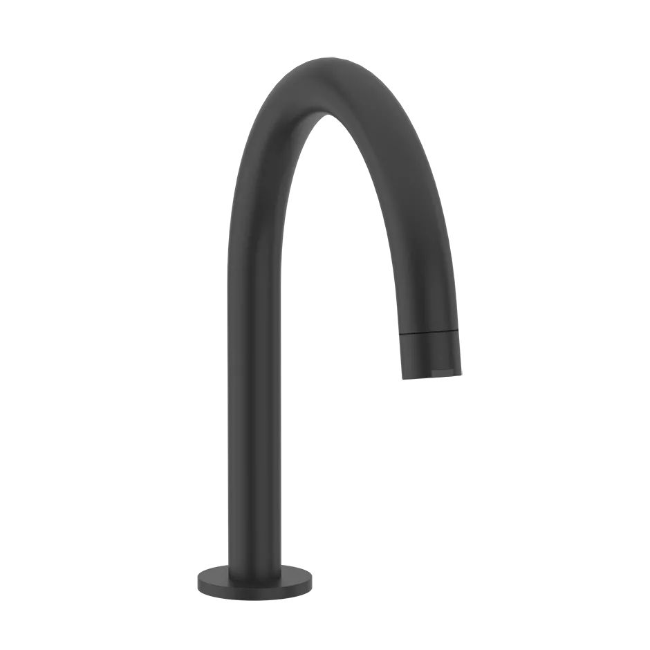 Gessi VIA TORTONA Waschtisch-Auslauf für separaten Einhebelmischer oder Sensor zur Tischmontage, Ausladung: 200mm, mit Ablaufgarnitur, schwarz matt - 18621299 Gessi VIA TORTONA Waschtisch-Auslauf für separaten Einhebelmischer oder Sensor zur Tischmontage, Ausladung: 200mm, mit Ablaufgarnitur, schwarz matt - 18621299