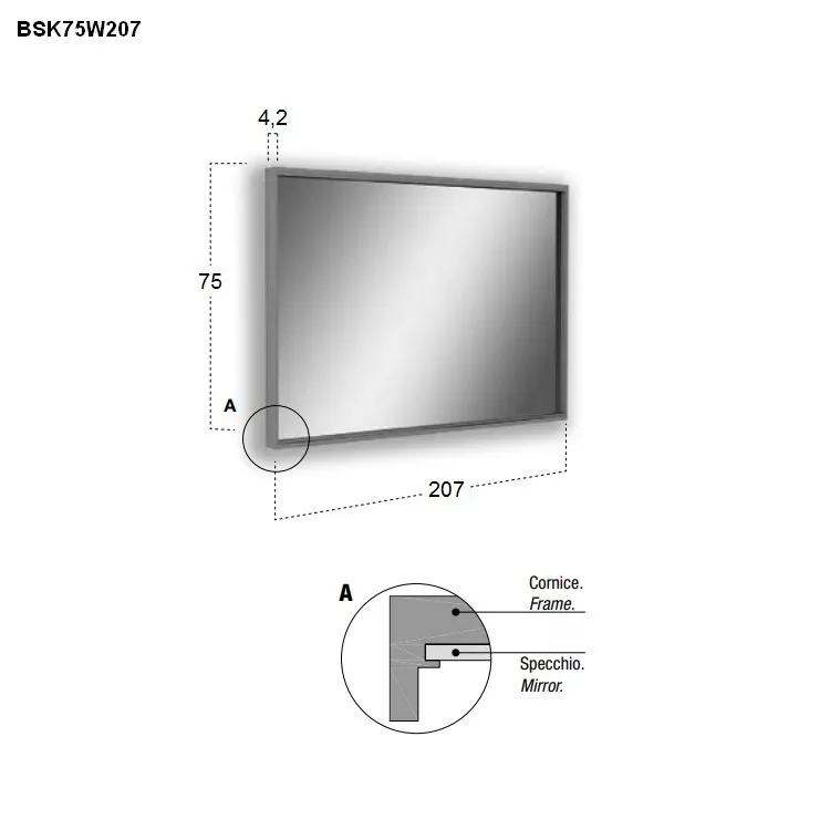 antoniolupi BESPOKE rechteckiger LED-Spiegel, 4000K-BSK75W207