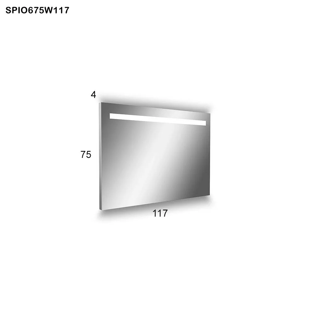 antoniolupi SPIO rechteckiger LED-Spiegel, Breite: 117cm, Höhe: 75cm, Lichtfarbe: 3000K, warmweiß-SPIO675W117-3000