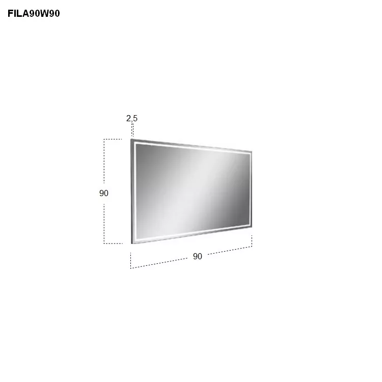 antoniolupi FILA rechteckiger LED-Spiegel, H:90cm, B:90cm, Lichtfarbe:4000K, neutralweiß-FILA90W90