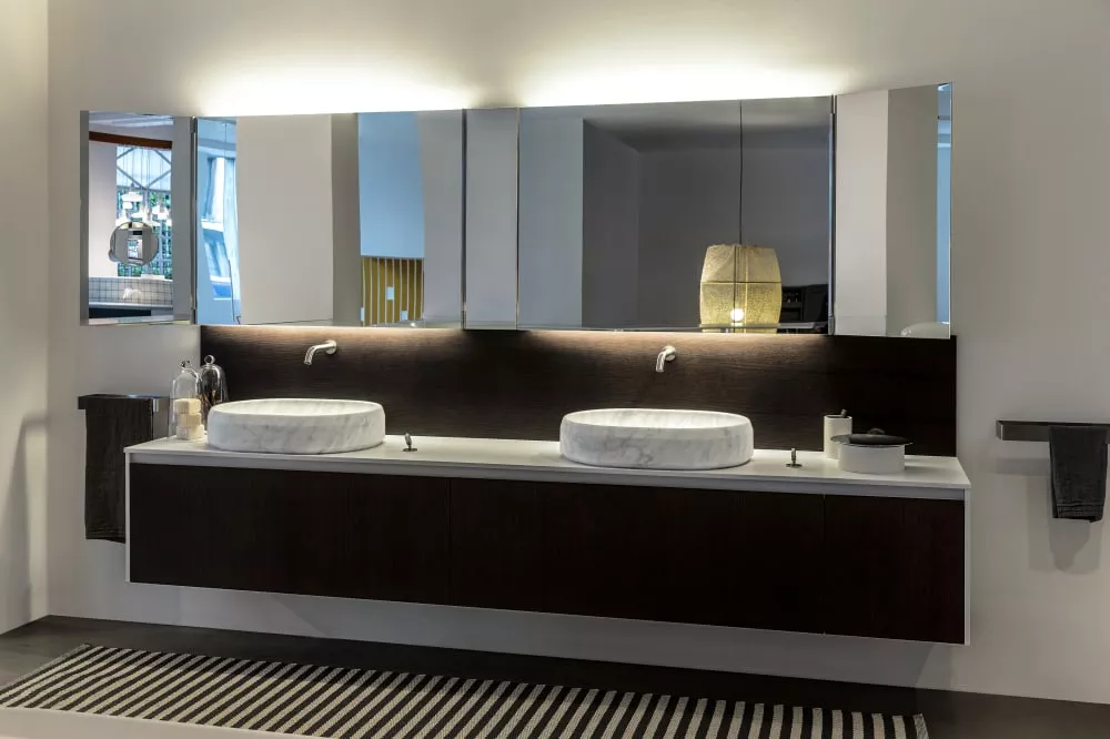 Agape LARIANA ovales Aufsatzbecken aus Naturstein, Breite: 64,9cm, Tiefe: 46,9cm, Höhe: 13cm, inklusive Ablaufgarnitur, bianco carrara - ACER1074MC