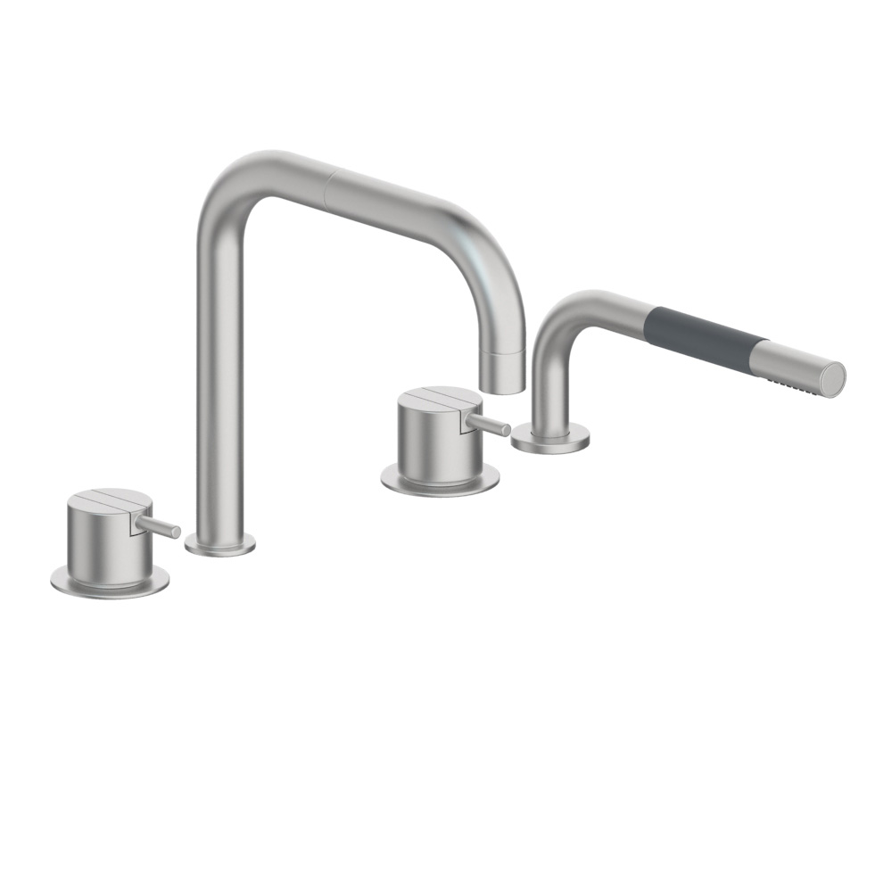 vola SC10 Wannen-Einhebelmischer mit Brause ohne Verrohrung, Ausladung:200mm, Hebel:25mm, edelstahl-SC10-40