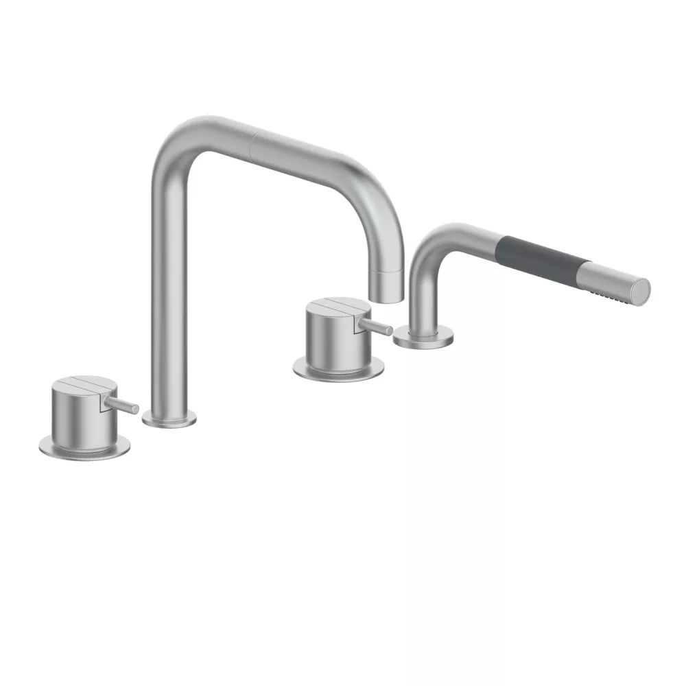 vola SC10 Wannen-Einhebelmischer mit Brause ohne Verrohrung, Ausladung:200mm, Hebel:25mm, edelstahl-SC10-40