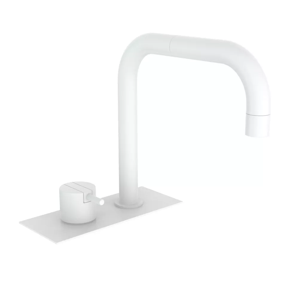 vola BK5 Wannen-Einhebelmischer für Fliesenbank, Ausladung:200mm, Hebel:25mm, weiß matt-BK5-28