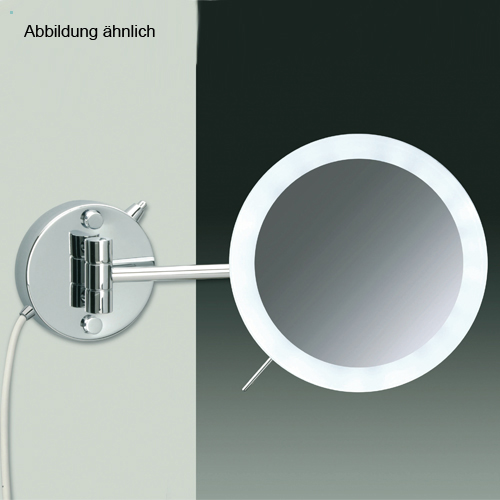 WINDISCH 99654/1 LED-Wand-Kosmetikspiegel mit Schalter 1-armig, gold/5-fach/Stecker-99654/1O5X