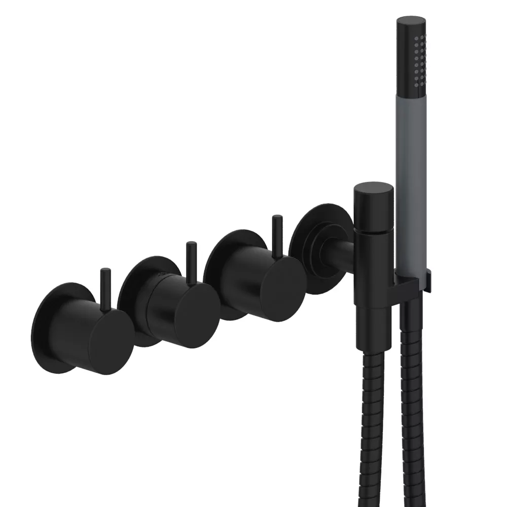 vola 5471R Unterputz-Brause-Thermostat mit 2-Wege-Umstellung, Hebel: 25mm, inklusive Einbauteil, schwarz matt - 5471R-27