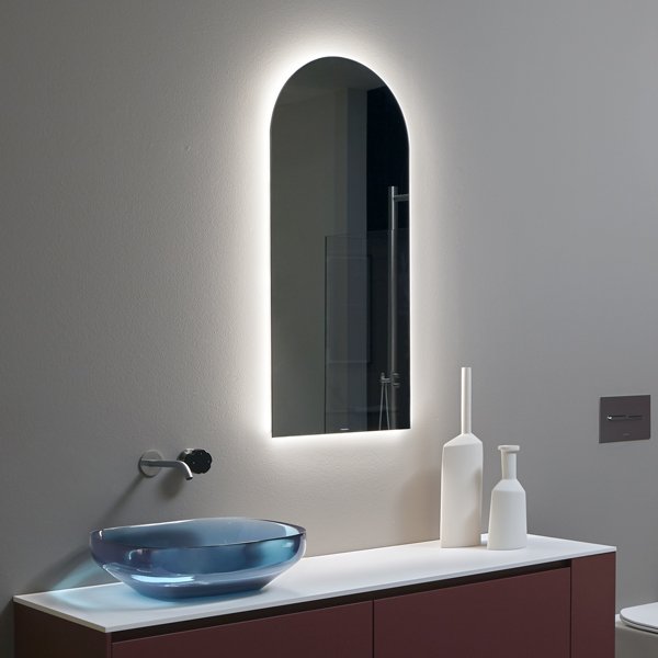 antoniolupi USB LED-Spiegel, Breite: 108cm, Höhe 50cm, oben abgerundet, Lichtfarbe: 4000K, neutralweiß-USB20108W-4000