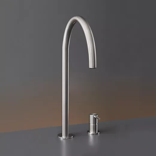 ceadesign INNOVO Zweiloch-Mischer mit schwenkbarem Auslauf und herausziehbarer Handbrause, Ausladung: 280mm, edelstahl satiniert-INV46S
