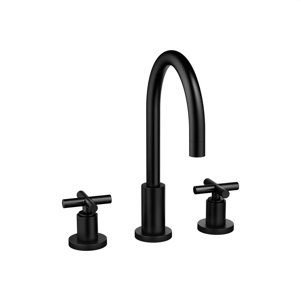 Dornbracht TARA Waschtisch-Dreilochbatterie mit Ablaufgarnitur, schwarz matt-20713892-33