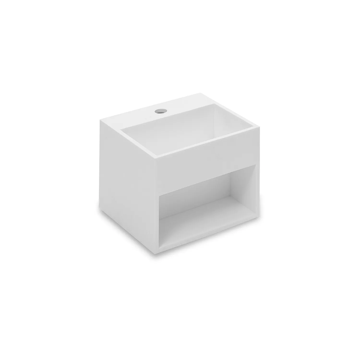 cosmic COMPACT Waschbecken mit vorderem Ablagefach, 32,5x32,5x25cm, mit 1 Hahnloch, weiß matt-WJC739L0411500