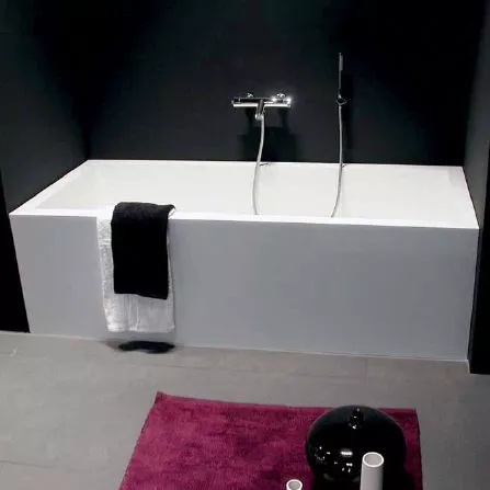 antoniolupi BIBLIO Badewanne, 170x70x53,5cm, 2 Seiten verkleidet, weiß matt, Ablaufgarnitur weiß matt-BIBLIO122L