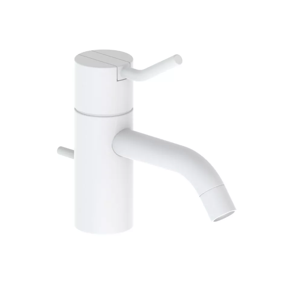 vola HV3M Waschtisch-Einhebelmischer, Höhe:120mm, Ausladung:114mm, mit Ablaufgarnitur, Hebel:60mm, weiß matt-HV3M-28