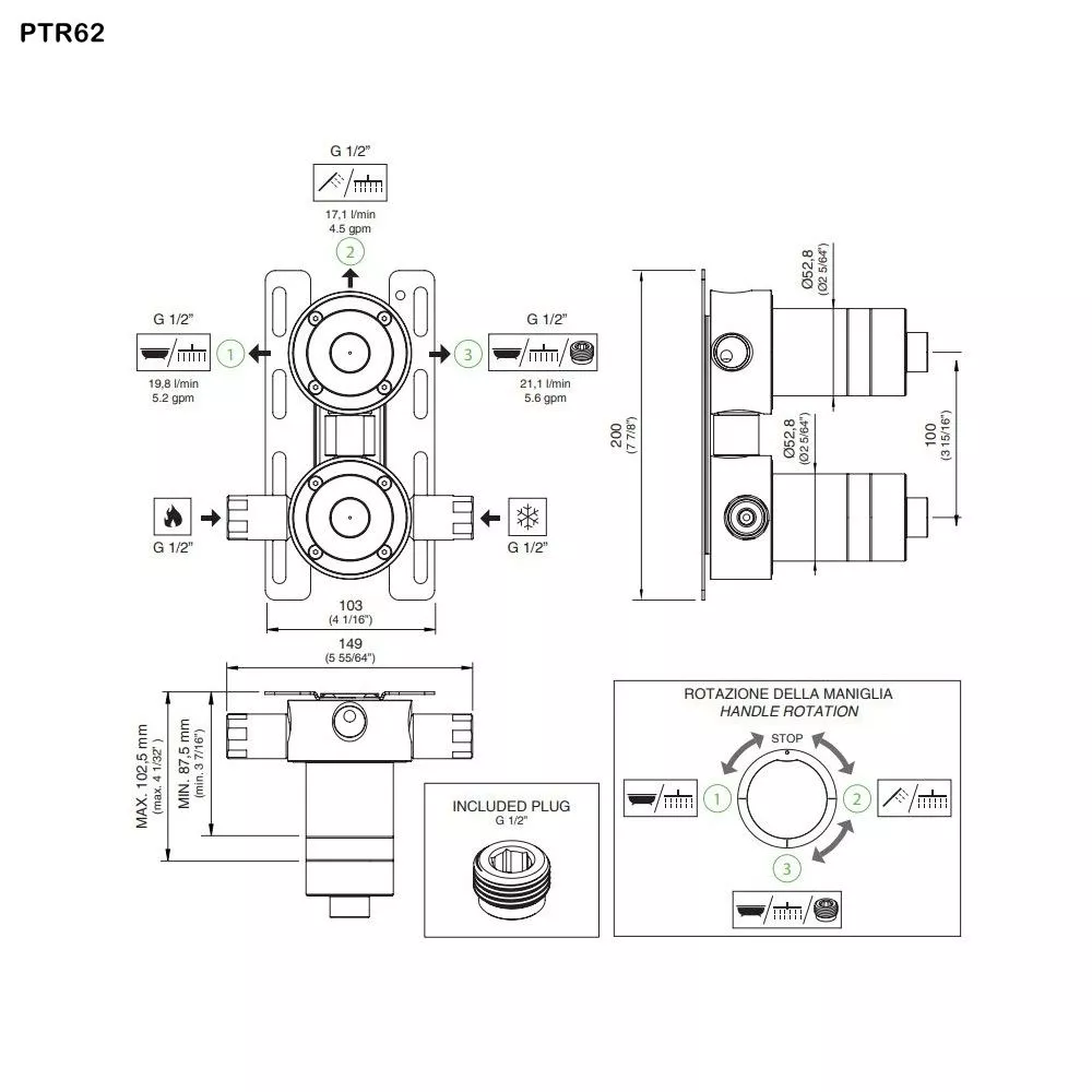 cea Unterputz-Einbauteil-PTR62
