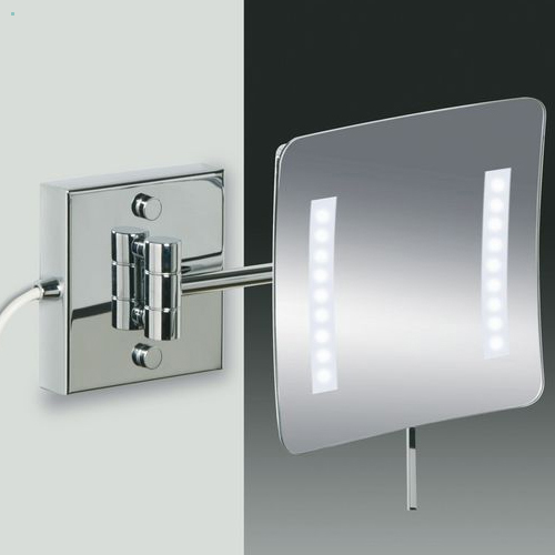 WINDISCH 99657/1 LED-Wand-Kosmetikspiegel mit Schalter 1-armig, nickel satiniert/5-fach/Stecker-99657/1SNI5X