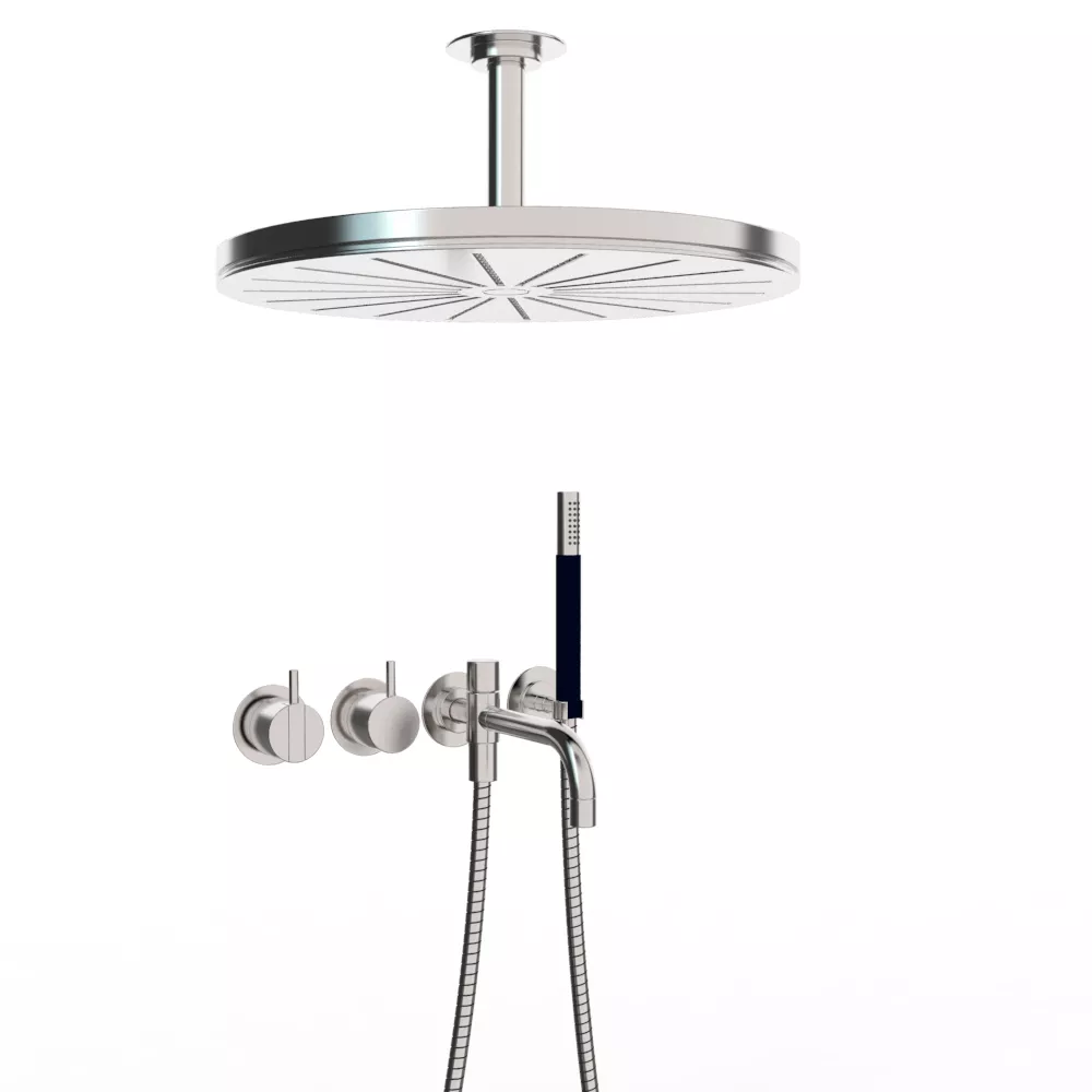 vola 2441T8-061A Unterputz-Wannen-und Brause-Einhebelmischer, Ausladung:200mm, Decken-Regenbrause 060A, Hebel:25mm, chrom-2441T8-061A-16