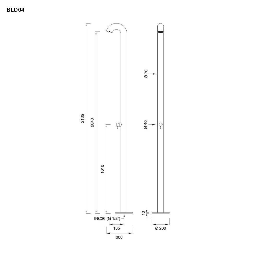 cea BOLD freistehende Outdoor-Dusche, edelstahl satiniert-BLD04S