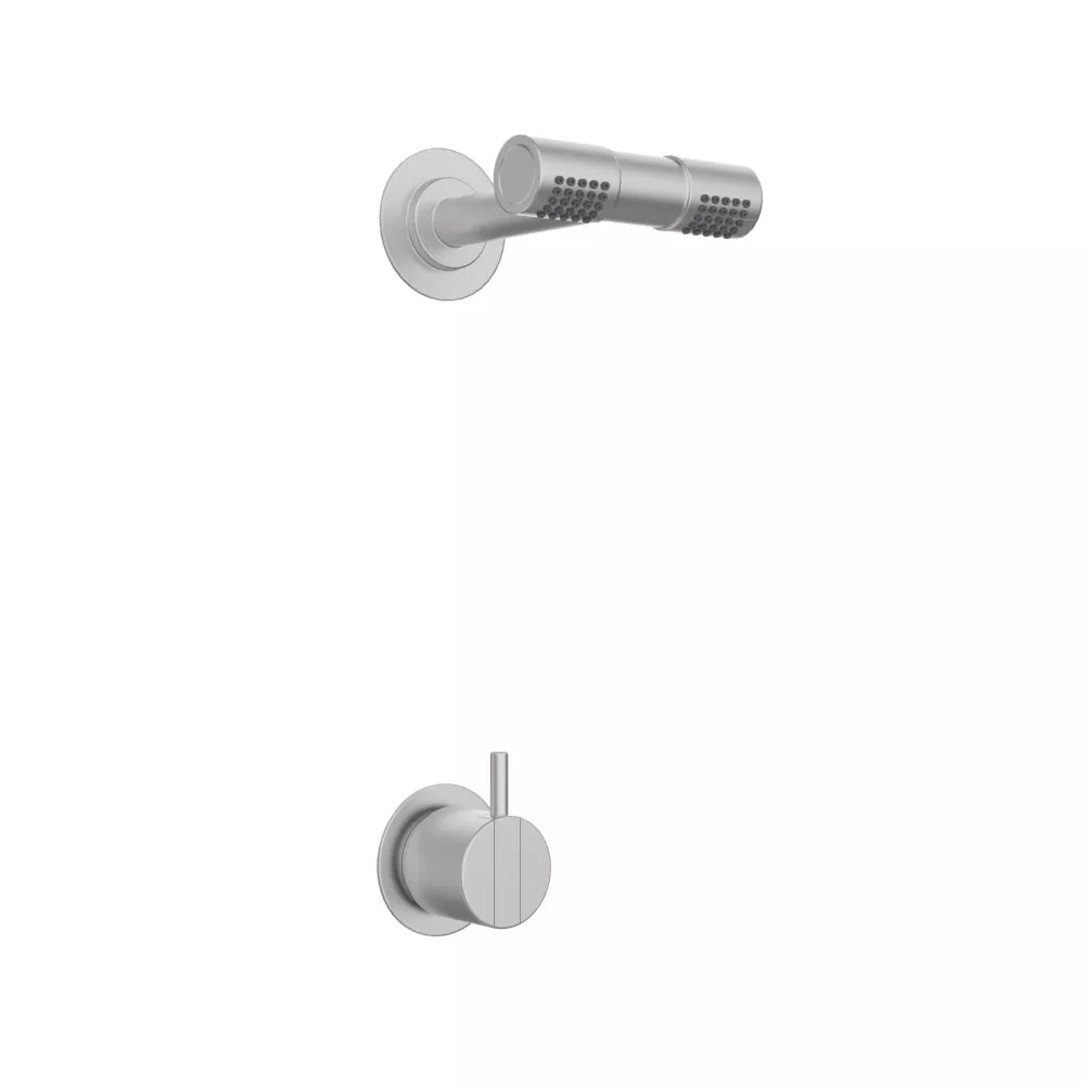 vola 2281D Unterputz-Brause-Einhebelmischer mit Wand-Doppel-Kopfbrause 080D, Hebel:25mm, edelstahl-2281D-40