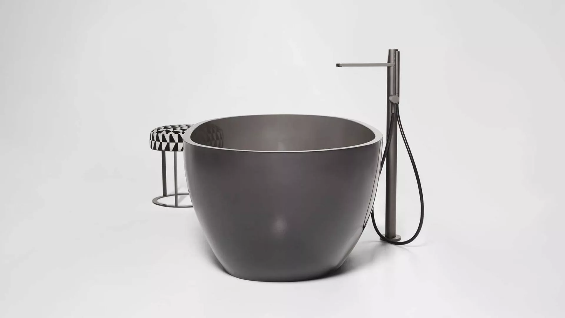 antoniolupi REFLEX freistehende Badewanne aus Cristalmood®, 167x86x53cm, fumé, Ablaufgarnitur chrom-REFLEXLU_FUME