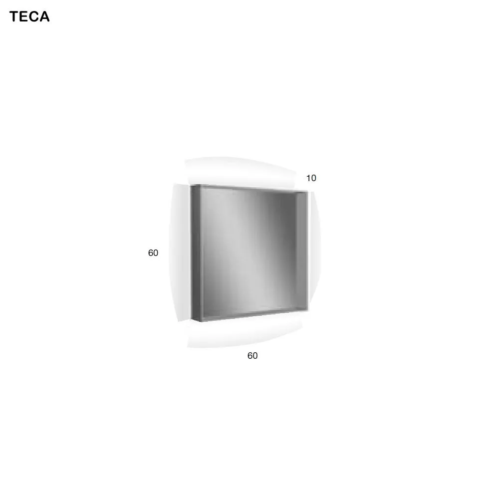antoniolupi TECA quadratischer LED-Spiegel, 60x60cm, Lichtfarbe: 3000K, warmweiß, Rahmen aus transparentem Glas in fumé-TECA-3000-FUMÉ