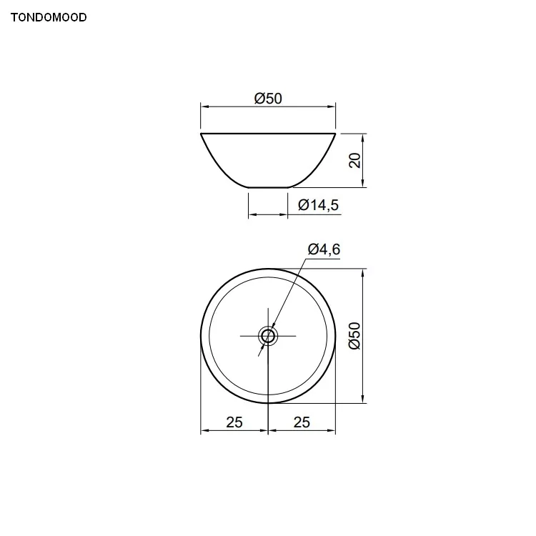 antoniolupi TONDOMOOD rundes Aufsatzbecken, D:50cm, weiß matt, Ablaufgarnitur weiß matt-TONDOMOOD