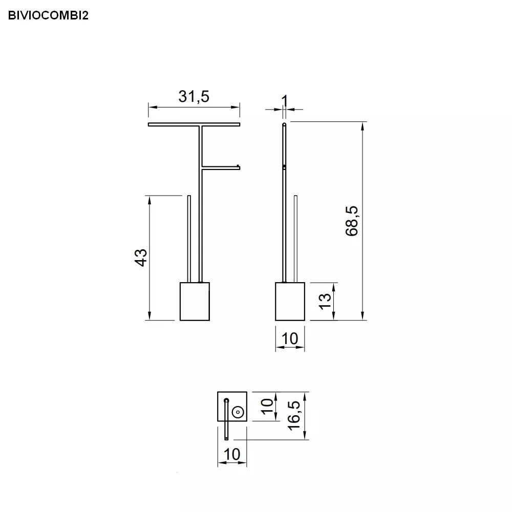antoniolupi BIVIOCOMBI Handtuchständer, Toilettenpapierhalter und Bürstenhalter-BIVIOCOMBI2-5-MC