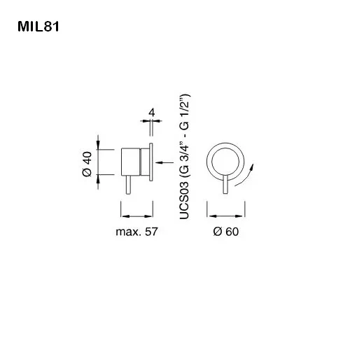 cea MIL 81 Wand-Kaltwasserventil, high water flow, edelstahl satiniert-MIL81S