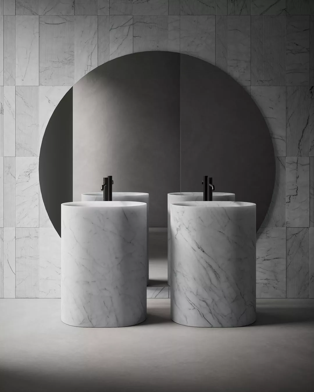 antoniolupi NEBULA STONE freistehendes Waschbecken aus Naturstein, 63x45x85cm, bianco carrara - NEBULA63-BIANCO-CARRARA