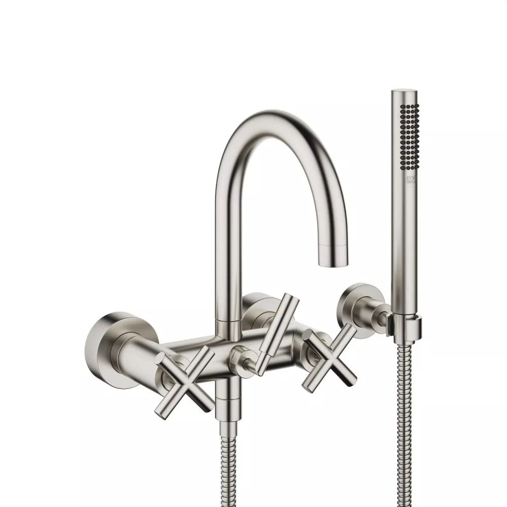 Dornbracht TARA Wannenbatterie für Wandmontage mit Schlauchbrausegarnitur, platin matt-25133892-06