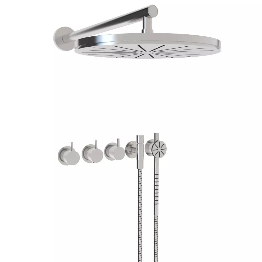 vola 5471S-061 Unterputz-Brause-Thermostat mit 2-Wege-Umstellung, Wand-Regenbrause 060, Hebel:25mm, chrom-5471S-061-16