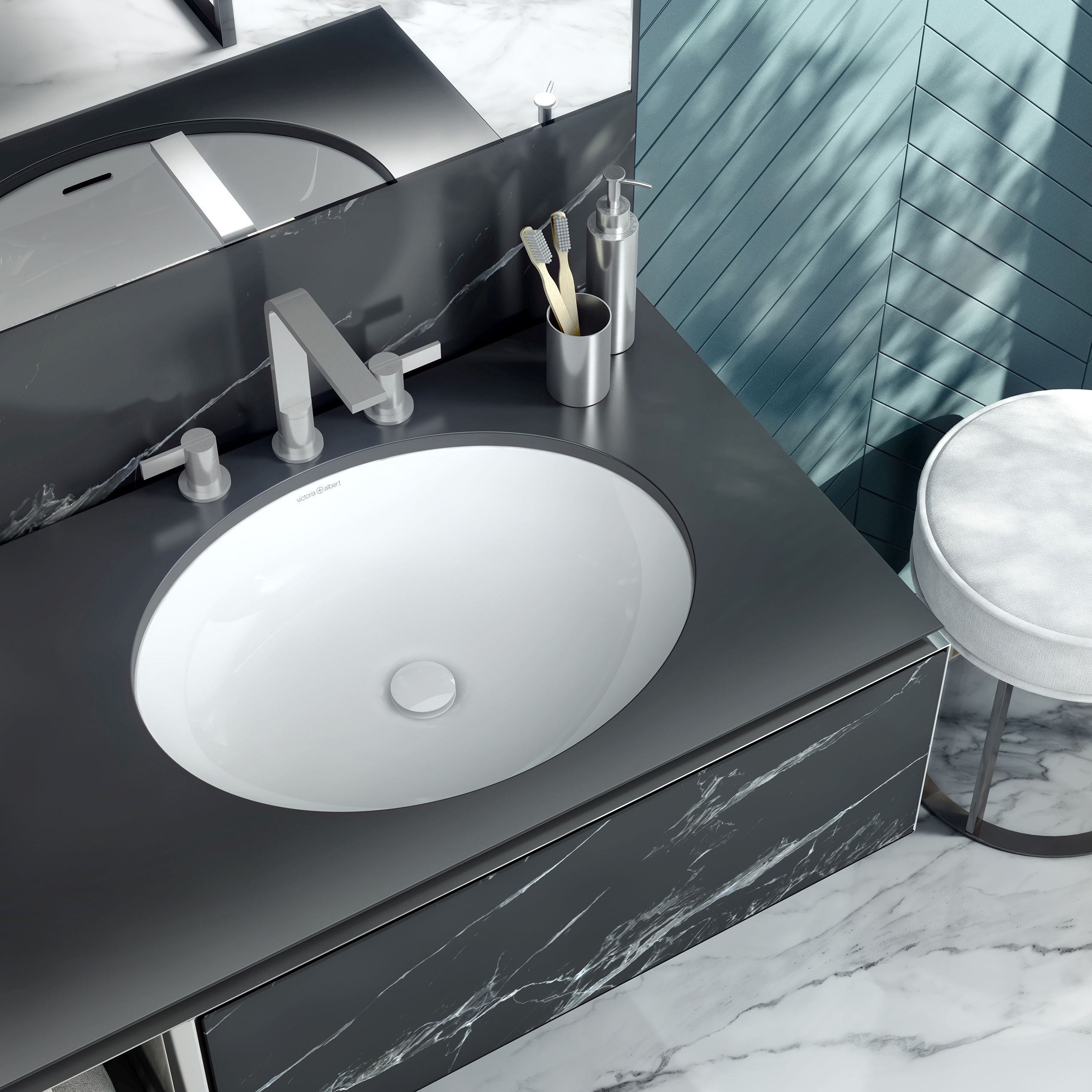 victoria + albert KAALI ovales Einbaubecken, 46,6x35,3x14cm-UB-KAA-46-IO