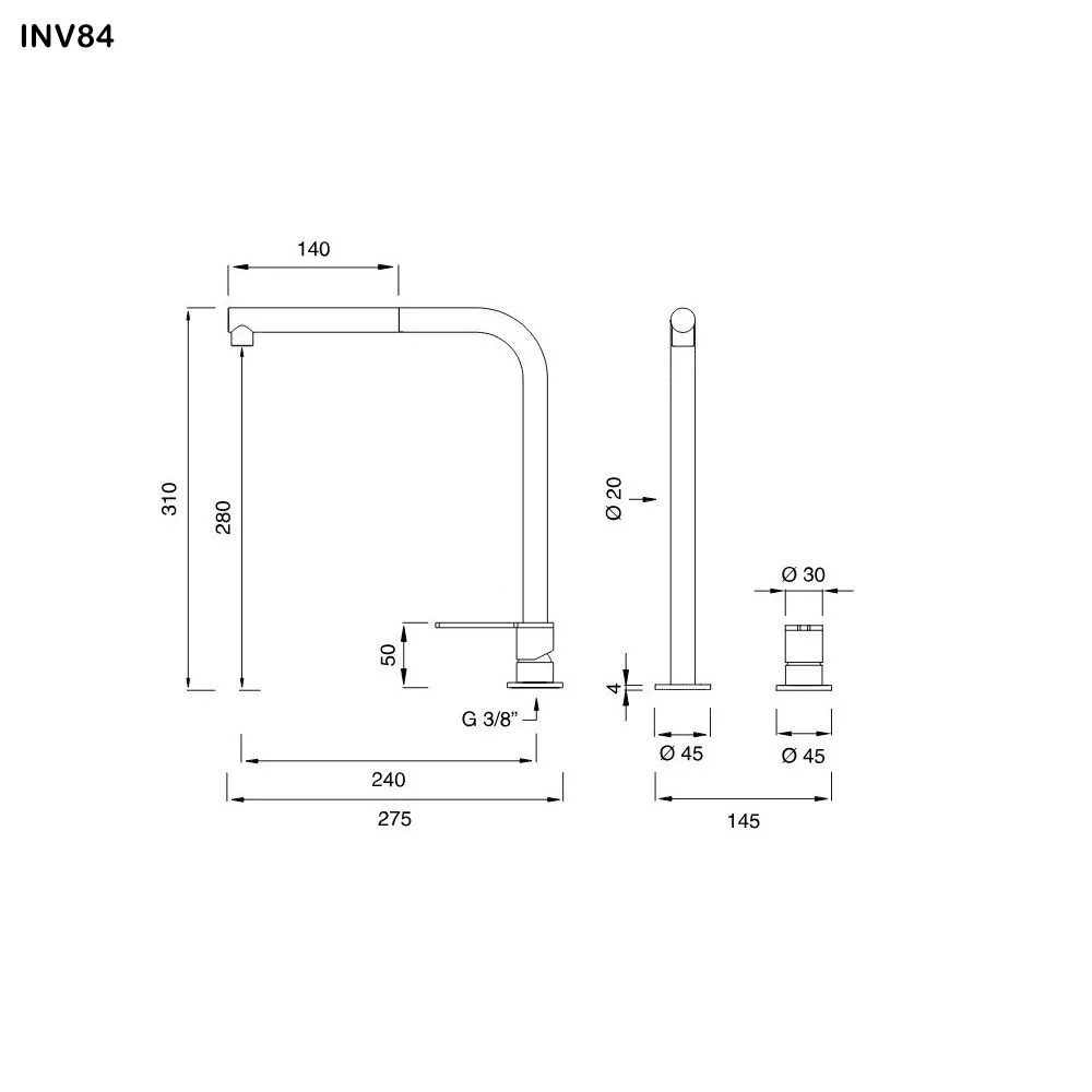 ceadesign INNOVO Zweiloch-Mischer mit schwenkbarem Auslauf und herausziehbarer Handbrause, Ausladung: 240mm, edelstahl satiniert-INV84S