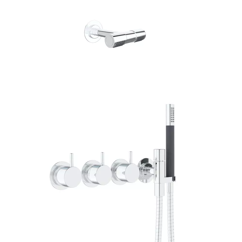 vola 5471R-081D Unterputz-Brause-Thermostat mit 2-Wege-Umstellung und Doppel-Wand-Kopfbrause 080D, chrom-5471R-081D-16