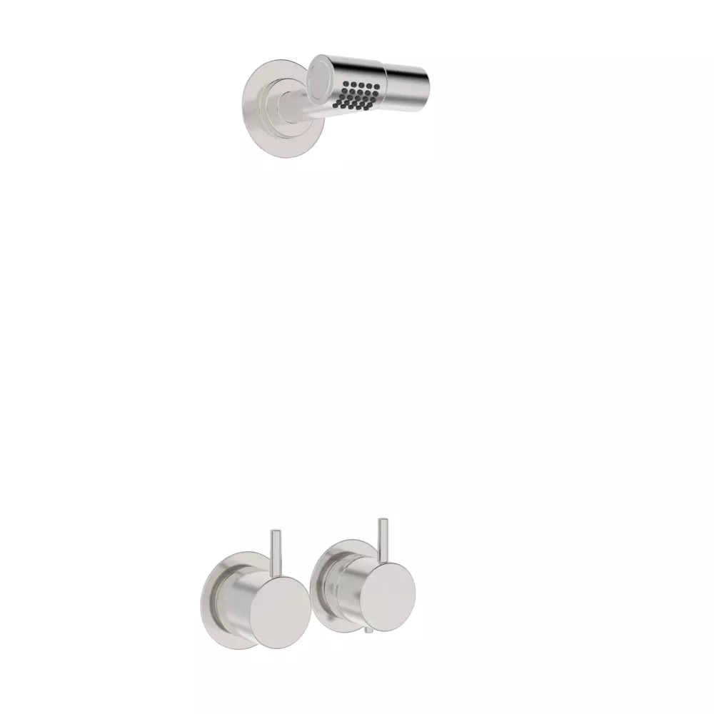 vola 5281 Unterputz-Brause-Thermostat mit Mengenregulierung mit Wand-Kopfbrause 080, Hebel:25mm, chrom-5281-16