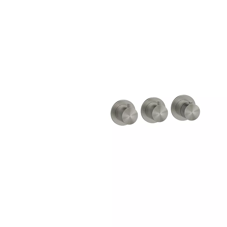 Gessi 316 Fertigmontageset für 2-Wege-Thermostat mit Rückflussverhinderer und Wassermengenregulierung, vertikale/horizontale Wandmontage, edelstahl matt gebürstet - 54334239