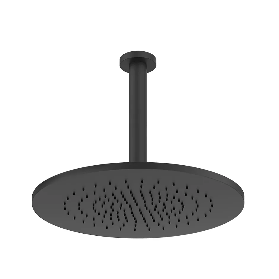 Gessi 316 runde Antikalk-Kopfbrause mit Gelenk und Deckenarm zur Deckenmontage, Ausladung: 274mm, Durchmesser: 35,5cm, 1/2 Anschluss, schwarz matt - 54152299